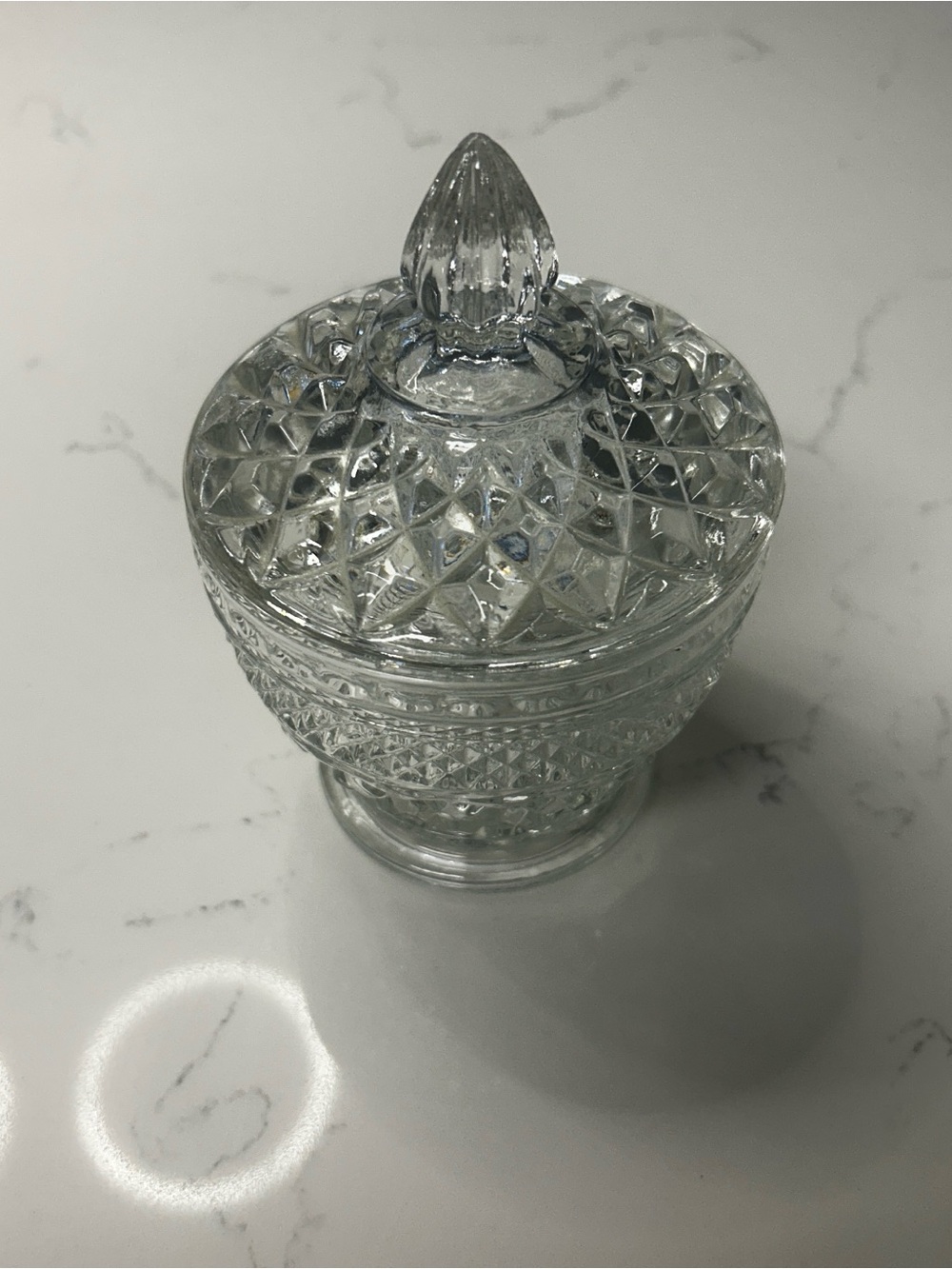 Vintage Anchor Hocking Wexford Clear Glass Covered Sugar Bowl w/ Lid